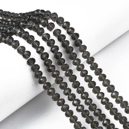 Elecrelive facettierte Rondelle-Glasperlen, 4 mm, Briolette-Kristallglasperlen, lose Abstandshalter, Kristalle, 1100 Stück, für Armbänder, Halsketten, Schmuck, Sonnenfänger, Handwerk (grau) von EEE ELECRELIVE