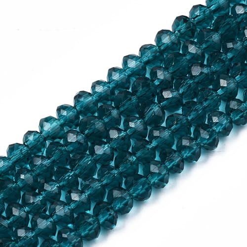 Elecrelive facettierte Rondelle-Glasperlen, 4 mm, Briolette-Kristallglasperlen, lose Abstandshalter, Kristalle, 1100 Stück, für Armbänder, Halsketten, Schmuck, Sonnenfänger, Handwerk (Dunkelcyan), 10 von EEE ELECRELIVE