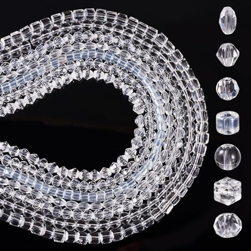 Elecrelive klare Kristallperlen, Würfelform, oval, rund, Doppelkegel, Glasperlen, Großpackung, 7 Stränge, transparent, winzige, lose Kristalle für Armband, Schmuck, DIY, Halsketten, Ohrringe, Basteln Elecrelive klare Kristallperlen, Würfelform, oval, rund, Doppelkegel, Glasperlen, Großpackung, 7 Stränge, transparent, winzige, lose Kristalle für Armband, Schmuck, DIY, Halsketten, Ohrringe, Basteln von EEE ELECRELIVE