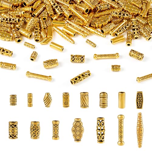 Elecrelive tibetische Hohlrohrperlen, Metalllegierung, oval, quaderförmig, lose Perlen, Antikgold, für europäische Armbänder, Halsketten, Schmuckherstellung, 150 Stück von EEE ELECRELIVE