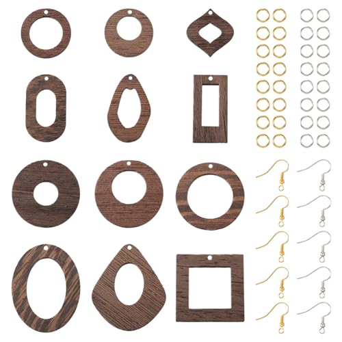 Holz-Ohrring-Anhänger, groß, natürlich, flach, oval, quadratisch, rechteckig, mit Ohrhaken, Biegeringe für Boho-Ohrringe, DIY-Schmuckherstellung, 24 Stück Holz-Ohrring-Anhänger, groß, natürlich, flach, oval, quadratisch, rechteckig, mit Ohrhaken, Biegeringe für Boho-Ohrringe, DIY-Schmuckherstellung, 24 Stück von EEE ELECRELIVE