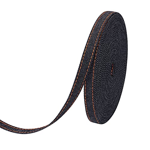Jeansband, 9 m, Jeansband, 10 mm, schwarzes Stoffband, Kleidungszubehör für Heimwerker, Basteln, Haarspange, Zubehör und Nähdekoration (schwarz) von EEE ELECRELIVE
