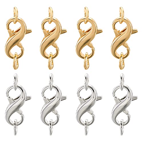 Karabinerverschlüsse aus Messing mit doppelter Öffnung und Ringen, doppelte Öffnung, Halskettenkürzer Verschluss für DIY-Schmuckherstellung, Platin und Gold, 12 x 8 mm, 8 Stück Karabinerverschlüsse aus Messing mit doppelter Öffnung und Ringen, doppelte Öffnung, Halskettenkürzer Verschluss für DIY-Schmuckherstellung, Platin und Gold, 12 x 8 mm, 8 Stück von EEE ELECRELIVE