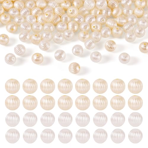 Runde Kunstperlen für Armbänder, 10 mm, weiß-beige, Acrylperlen für Bastelarbeiten, Halsketten, Schmuckherstellung, 100 Stück von EEE ELECRELIVE
