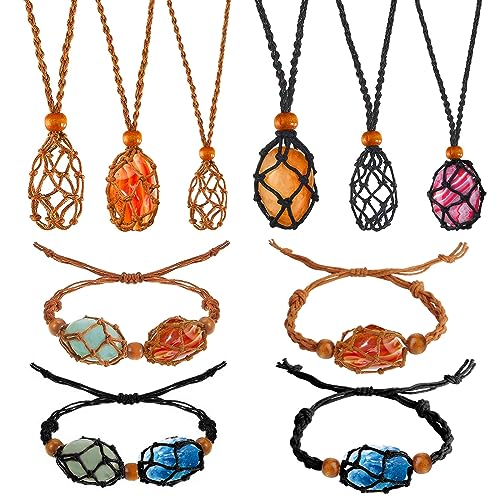 EEEKit Kristall-Halsketten-Armband-Halter, verstellbar, leere Steinkäfigschnur, geflochtenes Netzseil für Quarz-Edelsteine, 10 Stück EEEKit Kristall-Halsketten-Armband-Halter, verstellbar, leere Steinkäfigschnur, geflochtenes Netzseil für Quarz-Edelsteine, 10 Stück von EEEKit