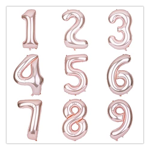 ❀ Geburtstag Party Luftballons, 40-Zoll-Riesen-Zahlenballon for Geburtstags- und Jubiläumsdekoration, Aluminiumfolienzahl (Ballongröße: 40 Zoll, Farbe: Roségold) von EFARMA