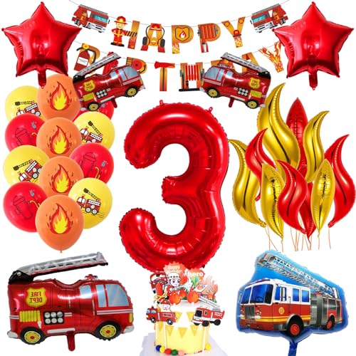 Feuerwehr Deko Kindergeburtstag, Feuerwehr Geburtstag Deko, Feuerwehr Geburtstag Deko 3 Jahre, Feuerwehr Geburtstag, Junge Kindergeburtstag Deko Feuerwehrmann von EFEMIR