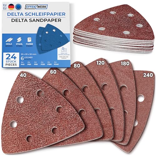 EffektWerk Delta-Schleifpapiere (24er-Pack, 6 Löcher), 93 x 93 x 93 mm dreieckige Schleifpads für Mausschleifer, mehrere Körnungen (40, 60, 80, 120, 180, 240) EffektWerk Delta-Schleifpapiere (24er-Pack, 6 Löcher), 93 x 93 x 93 mm dreieckige Schleifpads für Mausschleifer, mehrere Körnungen (40, 60, 80, 120, 180, 240) von EFFEKTWERK