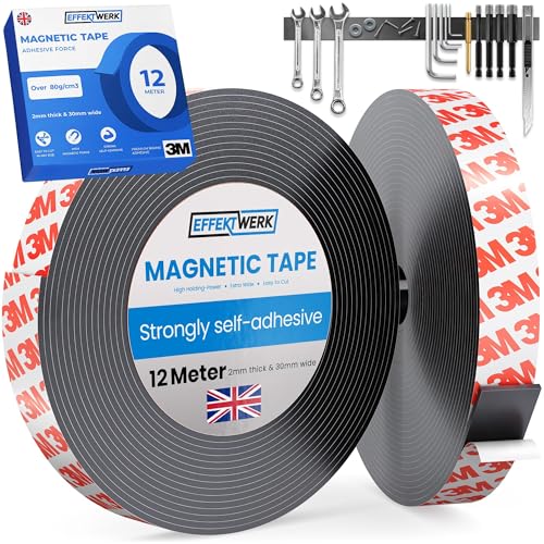 EFFEKTWERK - Magnetbandrolle - 12 Meter - Extra dicke und breite Magnetstreifen mit starker selbstklebender Rückseite - Einfach zu schneiden und auf flache Oberflächen zu kleben EFFEKTWERK - Magnetbandrolle - 12 Meter - Extra dicke und breite Magnetstreifen mit starker selbstklebender Rückseite - Einfach zu schneiden und auf flache Oberflächen zu kleben von EFFEKTWERK