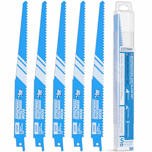 EffektWerk – Säbelsägeblätter für Metall – 5 Stück – 9" / 225 mm Metallsägeblatt-Set – Bimetall-Stahl – 6 TPI (Zähne pro Zoll) von EFFEKTWERK