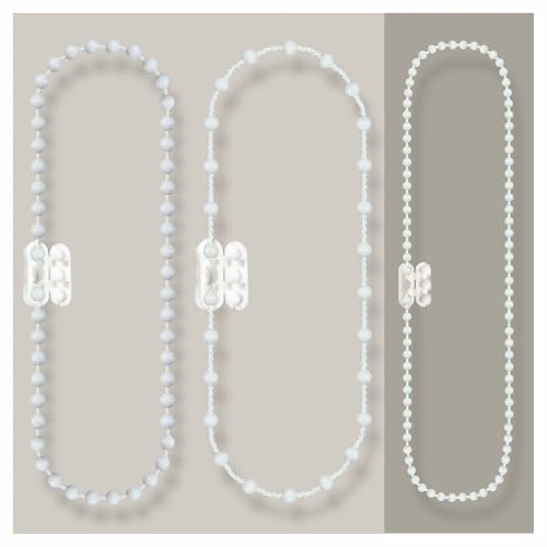 EFIXS Rollokette aus PVC (Bedienkette) – mit Kettenverbinder - Bedienlänge 50 Meter - 3,2 x 4 mm, für Rollos, Jalousien, Lamellenvorhänge, Farbe: Weiss von EFIXS