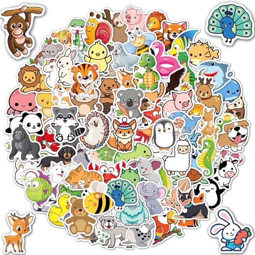 100 Stücke Tiere Aufkleber für Kinder - Wasserfest, Lustige Tiermuster, Lernende Tiere Im Spiel - Sticker für Jungen und Mädchen von EFNHJF5