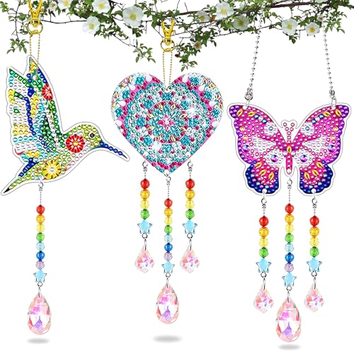 Mädchen Geschenke 6-12 Jahre,Diamond Painting Kinder,Basteln Mädchen 6 7 8 9 10 11 12 Jahre,Diamond Painting Sonnenfänger Windspiel Bastelsets,Weihnachtsgeschenke Geburtstagsgeschenk für Mädchen von EFNHJF5