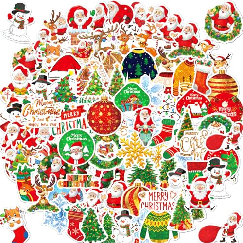 Sticker Weihnachten,Aufkleber weihnachten,100 Stück Weihnachtsaufkleber für Skateboard Auto Handys Fahrrad Gepäck Laptop Koffer .Das ideale Geschenk für Familie und Kinder. von EFNHJF5