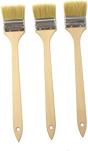 EFO Heizkörperpinsel Set 3 Stück 63 mm | Malerpinsel mit langem Holzstiel für schwer zugängliche Stellen | Fassadenpinsel mit schrägem Kopf für präzises Streichen | Maler Pinsel | Borstenmischung von EFO