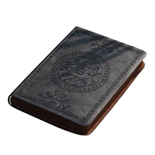 EFRJUWI Mini-Notizbuch im Retro-Stil im Taschenformat, Schreibnotizbuch, tragbarer Notizblock, Büro-Kontobuch(Black pattern) von EFRJUWI