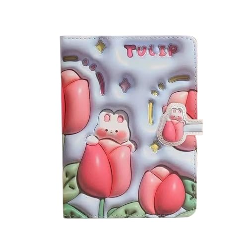 EFRJUWI Niedliches Cartoon-Notizbuch mit Kaninchen- und Planetenmotiv, bunte Illustrationen, weicher Ledereinband, Tagebuch, Stundenplan, Planer, Notizblock(Color 04) von EFRJUWI