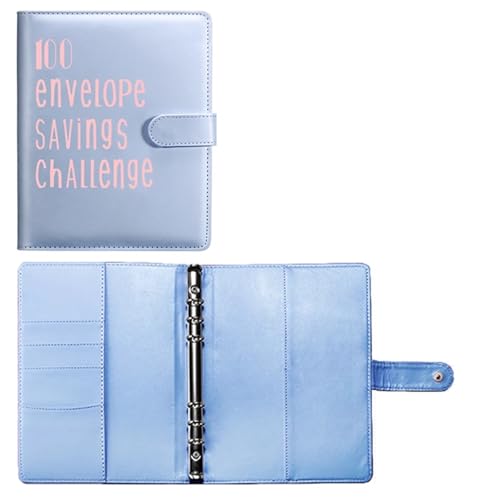 EFRJUWI Ordner Spar-Challenge Loseblattordner Budgetordner Ordner mit Bargeldumschlägen Fondsverwaltungssystem(Blue shell) von EFRJUWI