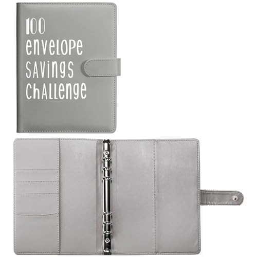 EFRJUWI Ordner Spar-Challenge Loseblattordner Budgetordner Ordner mit Bargeldumschlägen Fondsverwaltungssystem(Gray shell) von EFRJUWI