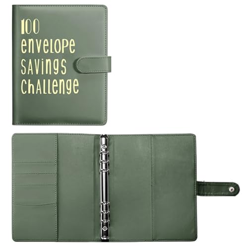 EFRJUWI Ordner Spar-Challenge Loseblattordner Budgetordner Ordner mit Bargeldumschlägen Fondsverwaltungssystem(Green shell) von EFRJUWI