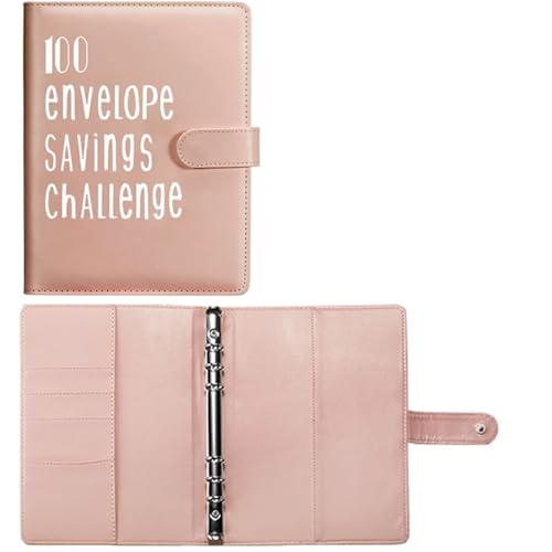 EFRJUWI Ordner Spar-Challenge Loseblattordner Budgetordner Ordner mit Bargeldumschlägen Fondsverwaltungssystem(Pink B shell) von EFRJUWI