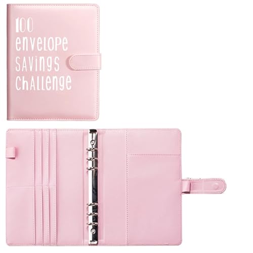 EFRJUWI Ordner Spar-Challenge Loseblattordner Budgetordner Ordner mit Bargeldumschlägen Fondsverwaltungssystem(Pink shell) von EFRJUWI