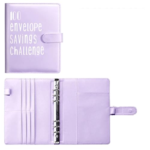 EFRJUWI Ordner Spar-Challenge Loseblattordner Budgetordner Ordner mit Bargeldumschlägen Fondsverwaltungssystem(Purple shell) von EFRJUWI