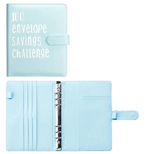 EFRJUWI Ordner Spar-Challenge Loseblattordner Budgetordner Ordner mit Bargeldumschlägen Fondsverwaltungssystem(Sky Blue shell) von EFRJUWI