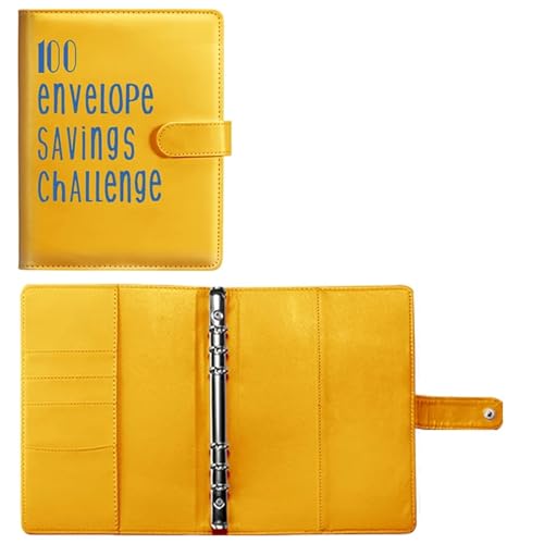 EFRJUWI Ordner Spar-Challenge Loseblattordner Budgetordner Ordner mit Bargeldumschlägen Fondsverwaltungssystem(Yellow shell) von EFRJUWI