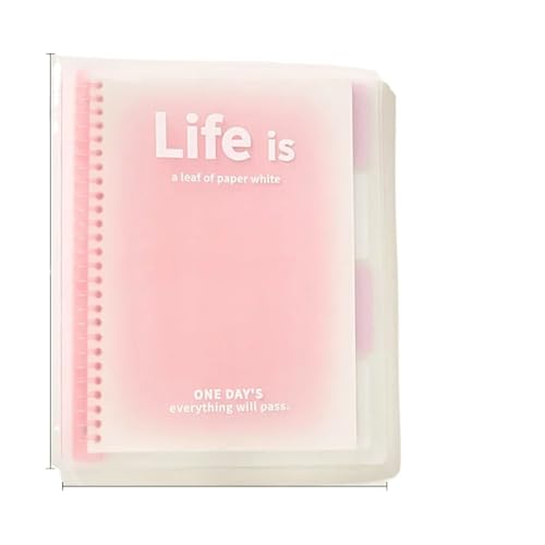 EFRJUWI Transparentes Ringbuch-Notizbuch mit Farbverlauf, Haftnotizbuch, Tagebuch, Notizbuch, geeignet for Studenten(B5 PINK) von EFRJUWI