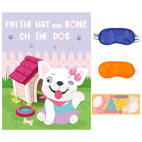 EFenegabos Pin The Tail Poster - 4 Stück Pin The Hat and Bone on The Dog Partyspiel Poster, Cute Puppy Dog Poster mit Aufkleber Augenbinde für Kinder Baby Shower Geburtstag Party Favors Aktivität EFenegabos Pin The Tail Poster - 4 Stück Pin The Hat and Bone on The Dog Partyspiel Poster, Cute Puppy Dog Poster mit Aufkleber Augenbinde für Kinder Baby Shower Geburtstag Party Favors Aktivität von EFenegabos