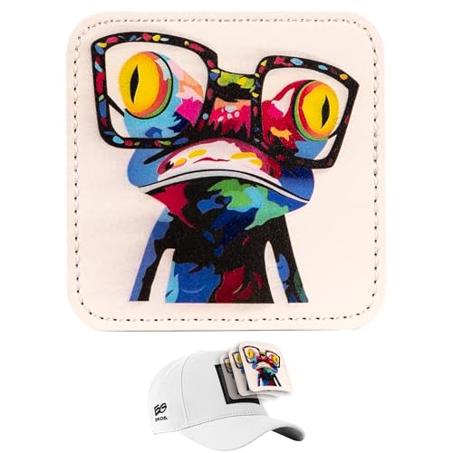 EG BROS Klett-Patch für Caps – Motiv: Frosch Bunt – austauschbares Logo – kompatibel mit Basecap & Trucker Cap – zum Sammeln & Individualisieren – starker Klettverschluss – langlebig von EG BROS