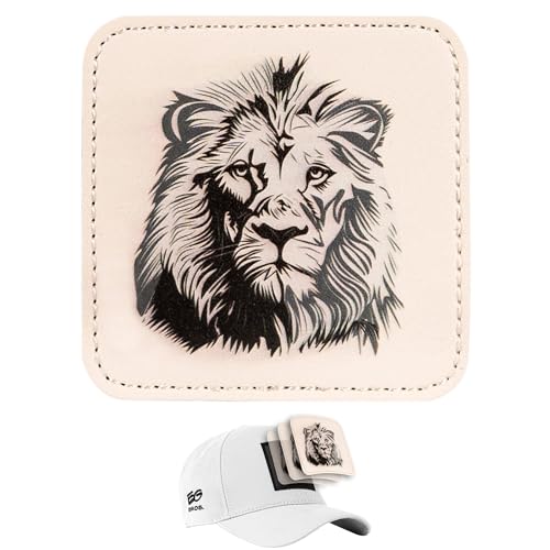 EG BROS Klett-Patch für Caps – Motiv: Löwe Weiß – austauschbares Logo – kompatibel mit Basecap & Trucker Cap – zum Sammeln & Individualisieren – starker Klettverschluss – langlebig von EG BROS