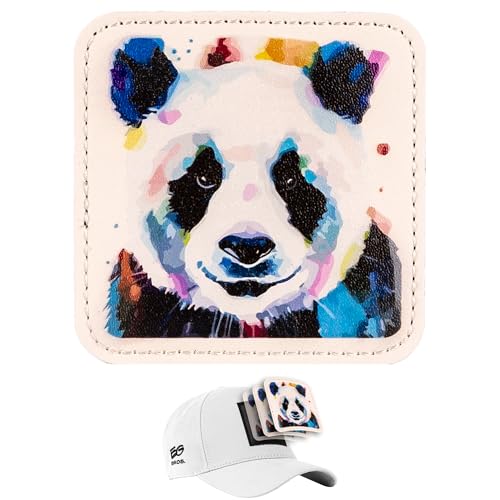 EG BROS Klett-Patch für Caps – Motiv: Panda Bunt – austauschbares Logo – kompatibel mit Basecap & Trucker Cap – zum Sammeln & Individualisieren – starker Klettverschluss – langlebig von EG BROS
