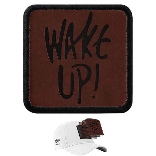 EG BROS Klett-Patch für Caps – Motiv: Wake Up Gelasert – austauschbares Logo – kompatibel mit Basecap & Trucker Cap – zum Sammeln & Individualisieren – starker Klettverschluss – langlebig von EG BROS