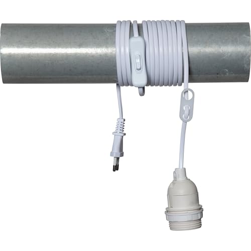 EGLO Fassung mit Kabel und Stecker Basic, Lampenfassung Hängelampe, Lampenaufhängung Papiersterne, Kunststoff in weiss, E27 Fassung von EGLO