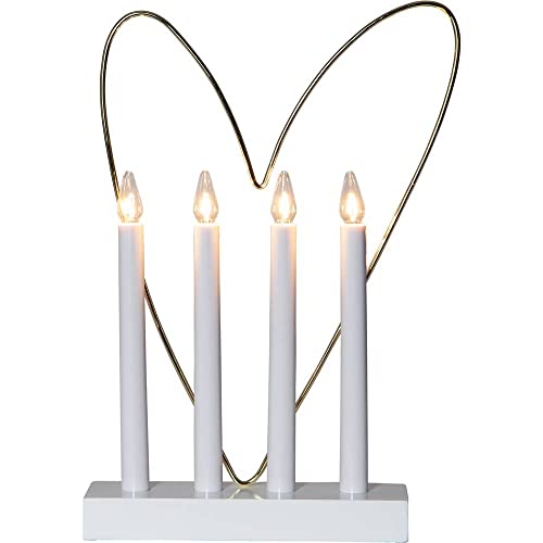 EGLO LED Lichterbogen Weihnachten mit 4 Glühbirnen, Fensterleuchter in Weiß mit dekorativem Herz in Messing, Schwibbogen mit Kabel, E10, warmweiß EGLO LED Lichterbogen Weihnachten mit 4 Glühbirnen, Fensterleuchter in Weiß mit dekorativem Herz in Messing, Schwibbogen mit Kabel, E10, warmweiß von EGLO