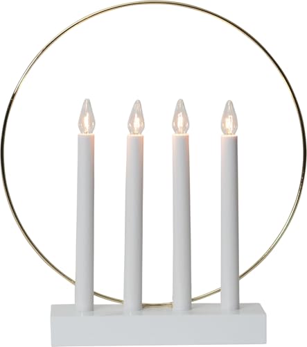 EGLO LED Lichterbogen Weihnachten mit 4 Glühbirnen, Fensterleuchter in Weiß mit dekorativem Ring in Messing, Schwibbogen mit Kabel, E10, warmweiß EGLO LED Lichterbogen Weihnachten mit 4 Glühbirnen, Fensterleuchter in Weiß mit dekorativem Ring in Messing, Schwibbogen mit Kabel, E10, warmweiß von EGLO