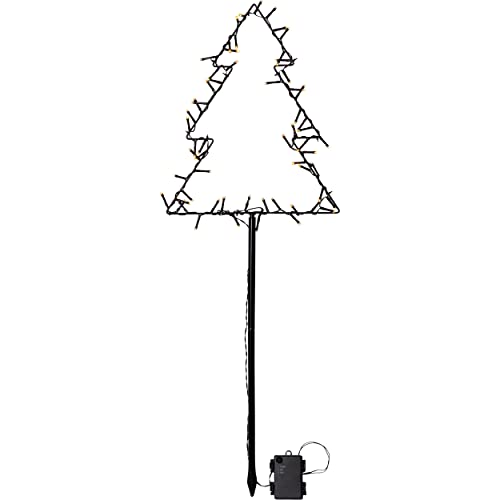 EGLO LED Weihnachtsbaum mit Erdspieß, Weihnachtsbeleuchtung außen, beleuchtete Weihnachtsdeko outdoor mit Timer, batteriebetriebene Gartendeko Weihnachten, Metall in Schwarz, warmweiß, 90 cm von EGLO