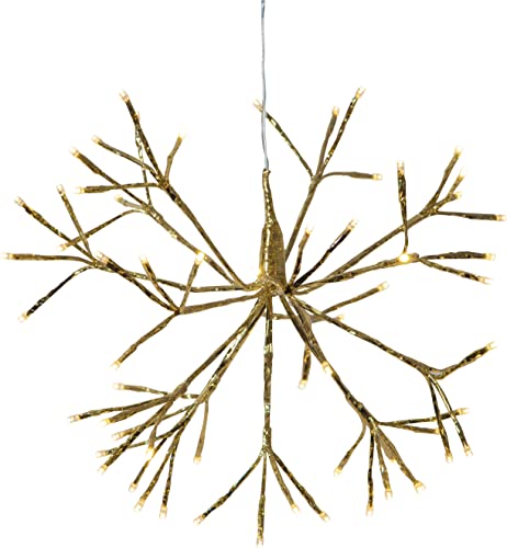 EGLO LED Weihnachtsdeko außen, Hängedekoration Weihnachten in Gold, Outdoor Feuerwerk-Lichterkette mit Kabel, Eiskristallleuchte warmweiß, Lichtstern hängend Ø 40 cm, IP44 von EGLO