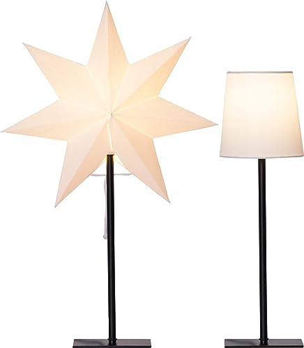 EGLO Tischlampe mit Wechselschirm, 3D Papierstern Weihnachten oder runder Lampenschirm in Weiß, Dekostern Tischleuchte mit Kabelschalter, E14, Höhe 55 cm EGLO Tischlampe mit Wechselschirm, 3D Papierstern Weihnachten oder runder Lampenschirm in Weiß, Dekostern Tischleuchte mit Kabelschalter, E14, Höhe 55 cm von EGLO