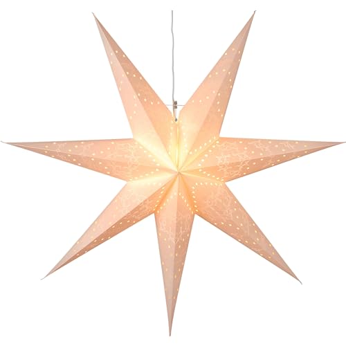EGLO Weihnachtsstern für Innen, Deko-Stern beleuchtet aus Papier zum Aufhängen, Fenster-Leuchtstern in Weiß, 3D Adventsstern mit Kabel, E14 von EGLO