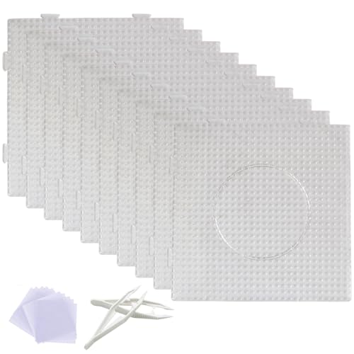 EGOSKY Fuse Bead Boards, Stecktafeln aus transparentem Kunststoff, 5 mm, mit 2 Pinzetten für Kinder, Bastelperlen, 10 Stück EGOSKY Fuse Bead Boards, Stecktafeln aus transparentem Kunststoff, 5 mm, mit 2 Pinzetten für Kinder, Bastelperlen, 10 Stück von EGOSKY