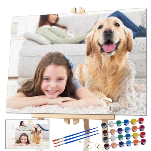 Personalisiertes Malen-nach-Zahlen-Set für Erwachsene, individuelles DIY-Malen-nach-Zahlen-Set, Malen für Anfänger, Geschenk für Familie, Freunde, Jahrestag, Haustiere, Heimdekoration (45x60cm) von EGUEGU