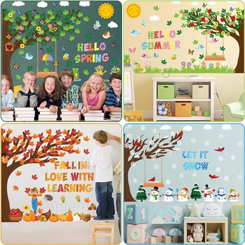 EGuangwiua 337Stück Saison Baum Ausschnitt Klassenzimmer Papier Ausschnitt Wanddekoration Weihnachten Dekoration von EGuangwiua