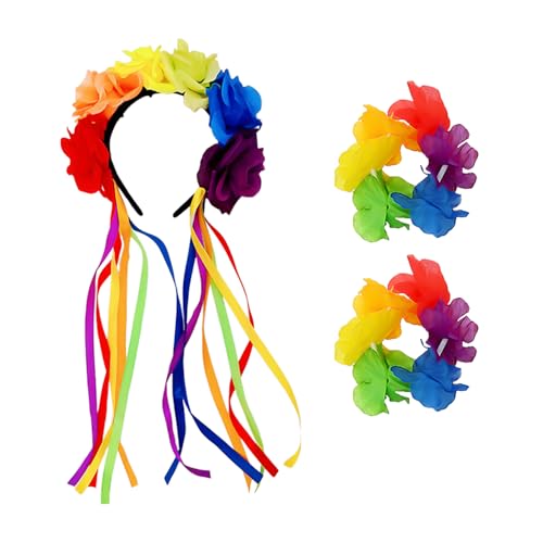 1 Regenbogen-Rosen-Stirnband, 1 Paar Regenbogen-Armbänder, Blumen-Luftschlangen-Stirnband, Rosen-Tiara, Pride-Party-Dekorationen, Regenbogen-Blumenkronen-Tiara 1 Regenbogen-Rosen-Stirnband, 1 Paar Regenbogen-Armbänder, Blumen-Luftschlangen-Stirnband, Rosen-Tiara, Pride-Party-Dekorationen, Regenbogen-Blumenkronen-Tiara von EHDWXVZM