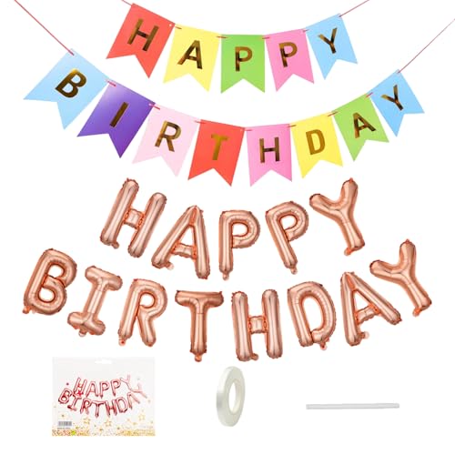 1 Stück Happy Birthday-Ballon, 1 Stück Happy Birthday-Flagge, Geburtstagsdekorationsset, Geburtstagsparty-Dekoration 1 Stück Happy Birthday-Ballon, 1 Stück Happy Birthday-Flagge, Geburtstagsdekorationsset, Geburtstagsparty-Dekoration von EHDWXVZM