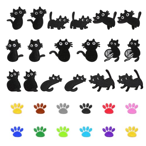 18 Stück Katzen-Aufnäher Zum Aufbügeln Und 12 Stück Fußabdruck-Aufnäher, Niedliche Stick-Aufnäher, Stoff-Aufnäher, Kleidungs-Dekorations-Aufnäher, Näh-Aufnäher, Geeignet Für Kleidung, Hüte Usw. 18 Stück Katzen-Aufnäher Zum Aufbügeln Und 12 Stück Fußabdruck-Aufnäher, Niedliche Stick-Aufnäher, Stoff-Aufnäher, Kleidungs-Dekorations-Aufnäher, Näh-Aufnäher, Geeignet Für Kleidung, Hüte Usw. von EHDWXVZM