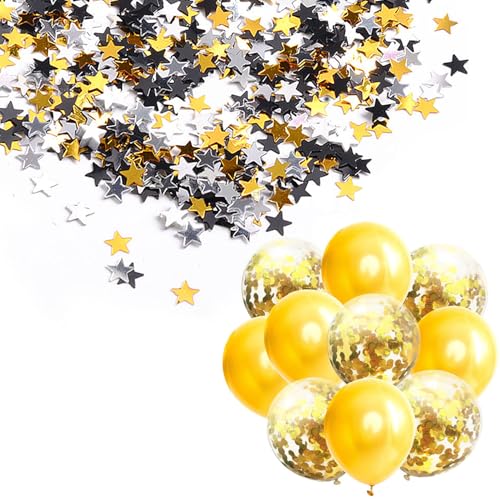 2 Packungen Stern-Pailletten, 10 Stück Luftballons, Fünfzackiges Stern-Pailletten-Konfetti, Wurfstern-Pailletten, Glitzersterne, Party-Tischdekorationszubehör, Dekorative Pailletten 2 Packungen Stern-Pailletten, 10 Stück Luftballons, Fünfzackiges Stern-Pailletten-Konfetti, Wurfstern-Pailletten, Glitzersterne, Party-Tischdekorationszubehör, Dekorative Pailletten von EHDWXVZM
