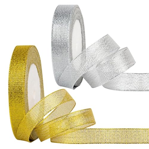2 Rollen Band, Silberband, Geschenkverpackungsband, Glitzerband, Kuchenband In Kuchendekoration, Geschenkband, Silbersatinband 2 Rollen Band, Silberband, Geschenkverpackungsband, Glitzerband, Kuchenband In Kuchendekoration, Geschenkband, Silbersatinband von EHDWXVZM
